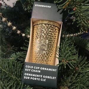 Starbucks Gold Bling Plastic Ornament/Keychain